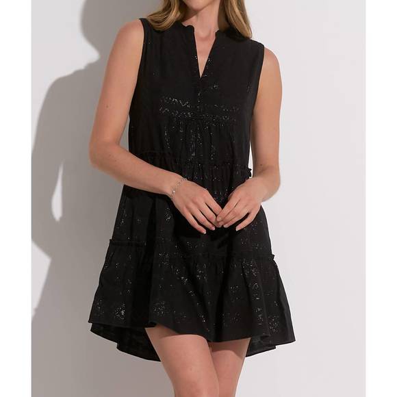 NEW ELAN sleeveless tiered dress in black - Picture 1 of 2